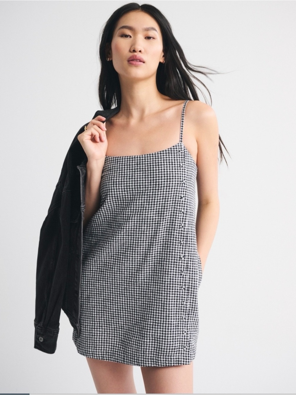 Abercrombie & Fitch| Linen Blend Button Skort, Gingham Print, Size XXLT -NWT